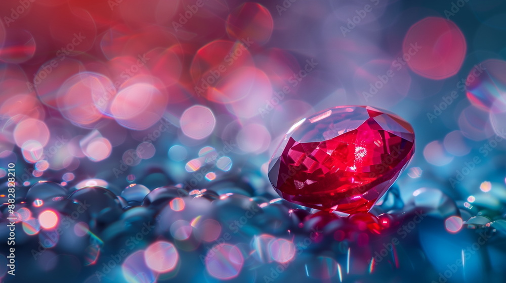 Ruby sapphire on blur background with bokeh. AI Generative. Ruby sapphire on blur background with bokeh. AI Generative.
