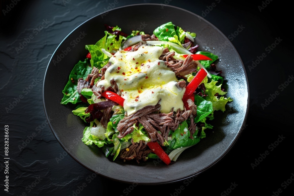 Garlic Marinated Steak Salad with Crisp Lettuce Garlic Marinated Steak Salad with Crisp Lettuce