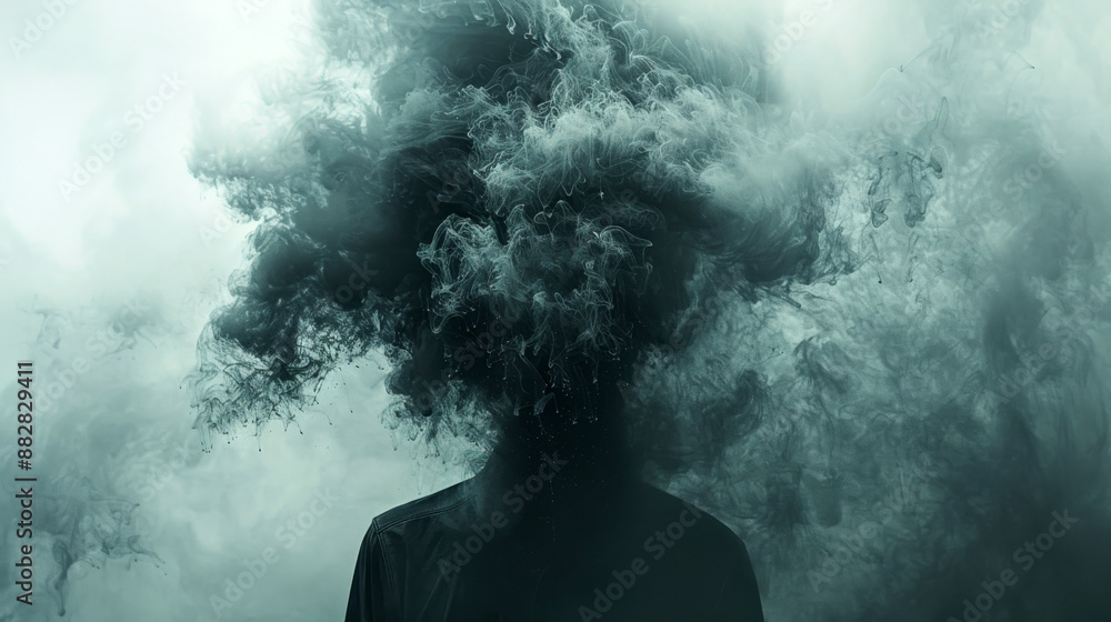 dark, heavy cloud pressing down on a figure, emphasizing the crushing weight and oppressive nature of depressive feelings, conveying the struggle to bear this invisible burden dark, heavy cloud pressing down on a figure, emphasizing the crushing weight and oppressive nature of depressive feelings, conveying the struggle to bear this invisible burden