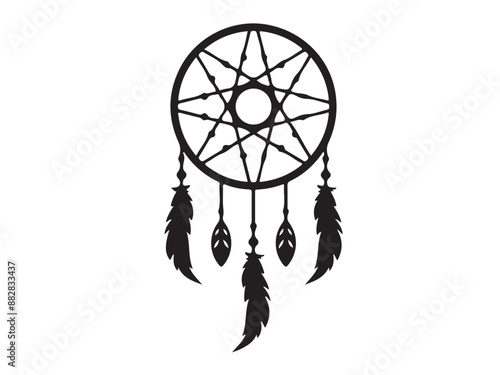 Dream catcher silhouette in isolated on white vector