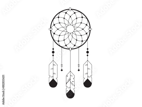 Dream catcher silhouette in isolated on white vector