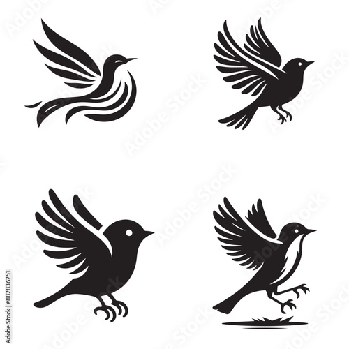 black and white silhouette bird icon