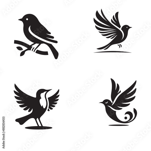 black and white silhouette bird icon