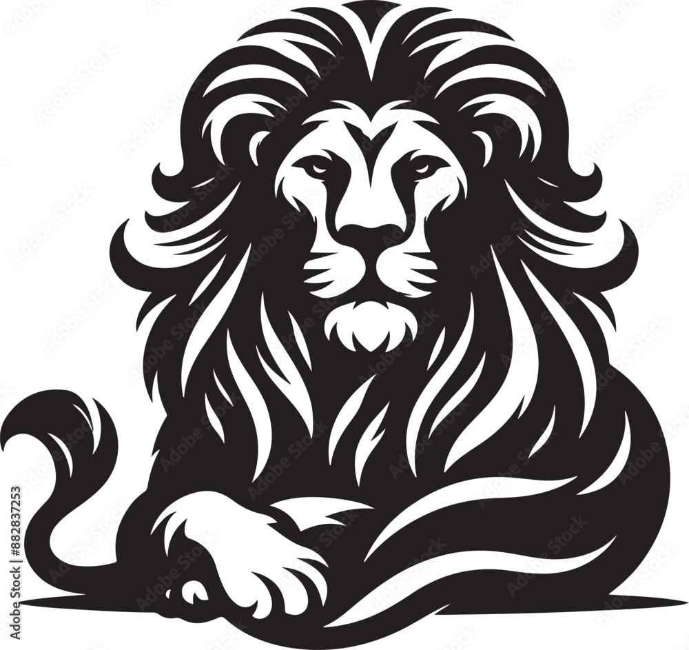Lion silhouette isolated on white background. black and white vector Lion silhouette isolated on white background. black and white vector