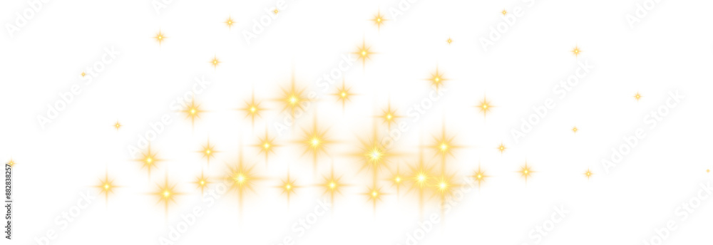Gold Glowing Star Pattern Border. Transparent Christmas Lights Stars Gold Glowing Star Pattern Border. Transparent Christmas Lights Stars