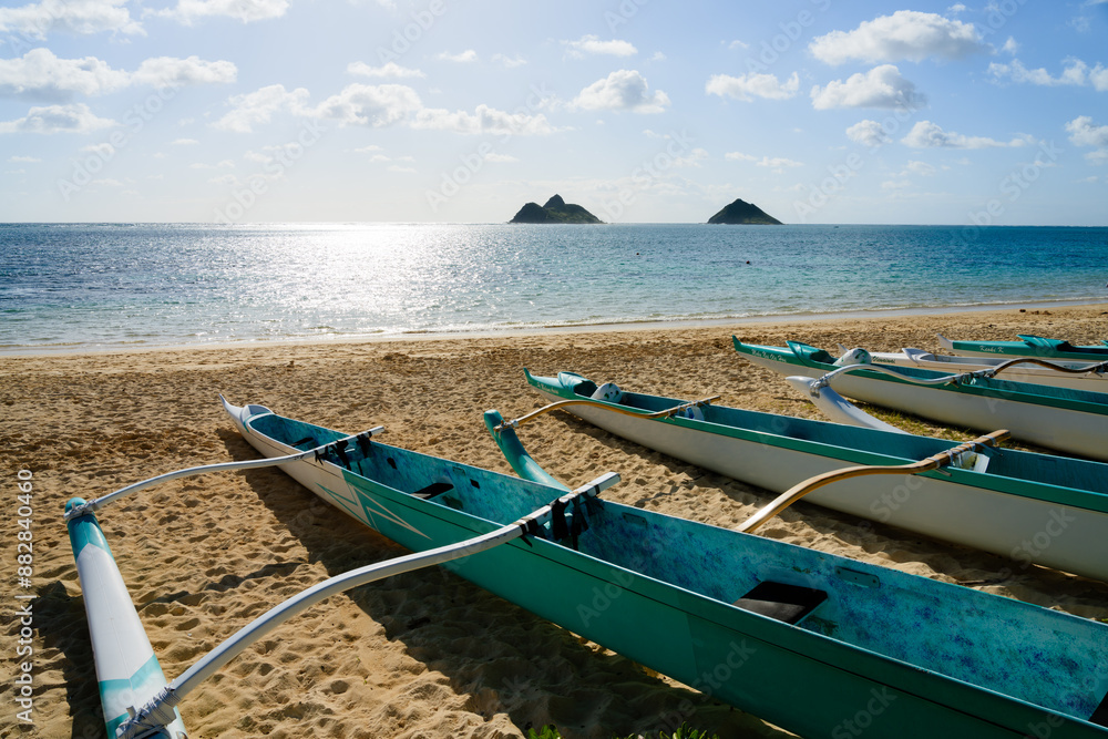 Outrigger boats, Oahu island, Hawaii Outrigger boats, Oahu island, Hawaii