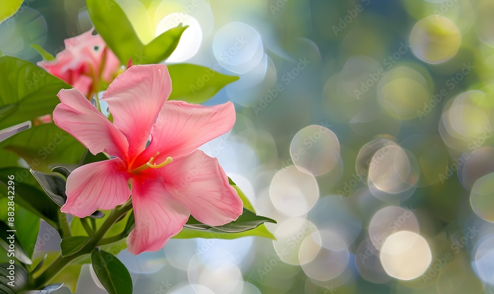 Pink mandevilla flower in bloom, Generative AI Pink mandevilla flower in bloom, Generative AI