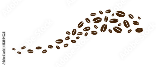 Coffee beans isolated on white background. Wave of Coffee bean background. Vector illustration