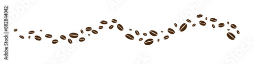 Coffee beans isolated on white background. Wave of Coffee bean background. Vector illustration