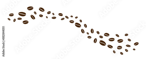 Coffee beans isolated on white background. Wave of Coffee bean background. Vector illustration
