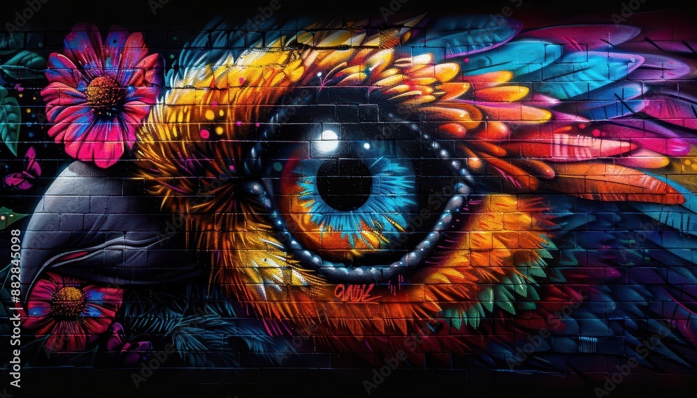 Fototapeta premium Environmental activism captured in a powerful mural, vibrant visuals urging sustainable action within the community