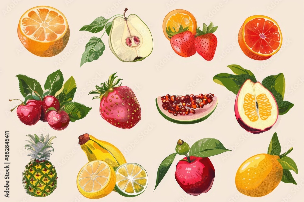 illustration seasonal fruit illustration seasonal fruit
