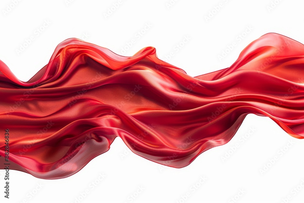 Flying red silk fabric. Waving satin cloth. Generative AI Flying red silk fabric. Waving satin cloth. Generative AI