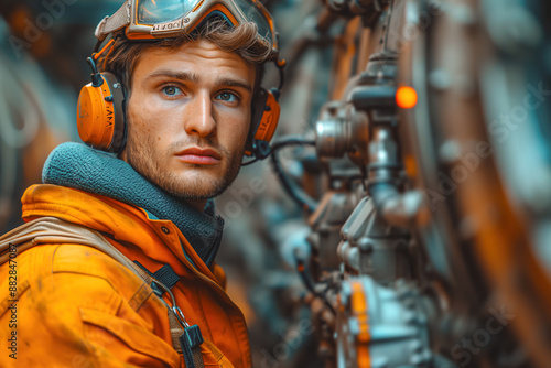 Aircraft maintenance worker at the airport