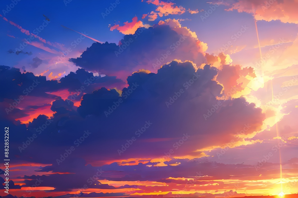 美しくグラデーションする夕焼けの風景 美しくグラデーションする夕焼けの風景