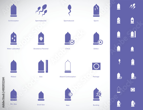 Condom icon set. Safe sex icon vector illustration	