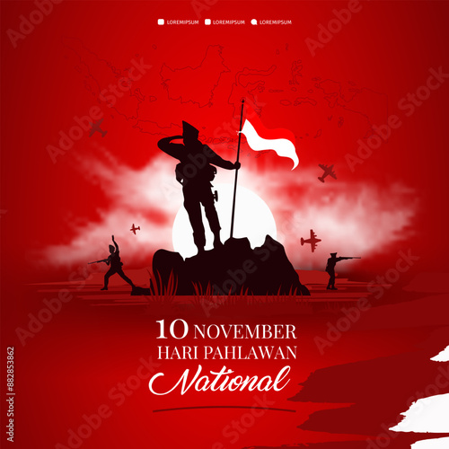 Happy Indonesian National Heroes Day. Illustration Banner and poster template