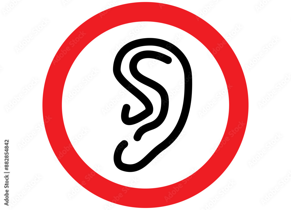 Vector icon - attention, you are overheard or overheard. Vector sign. Private property, territory. Vector icon - attention, you are overheard or overheard. Vector sign. Private property, territory.
