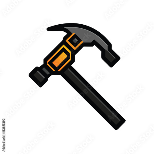 Hammer icon and logo design on  isolated white background