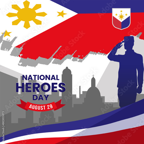 Poster template design to commemorate Philippines national day, national heroes day
