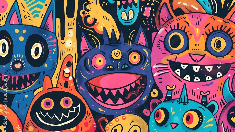 monster background kid drawing style monster background kid drawing style