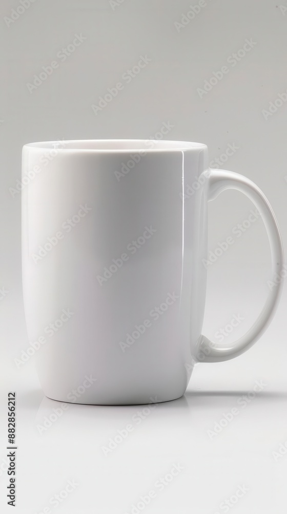 White ceramic mug isolated on white background.