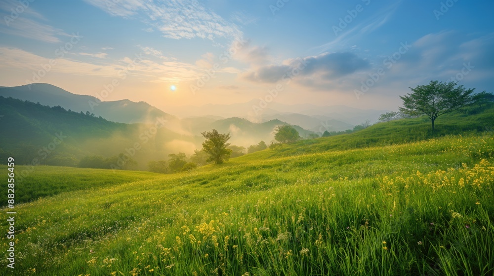 Fototapeta premium Free good morning scene wallpaper background photo