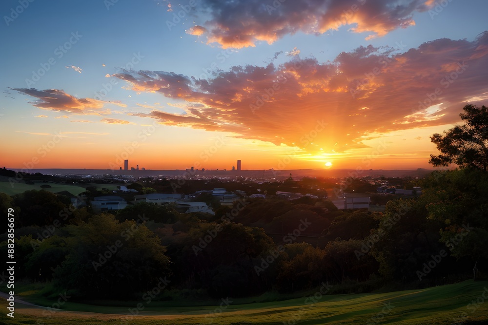 Obraz premium 美しくグラデーションする夕焼けの風景