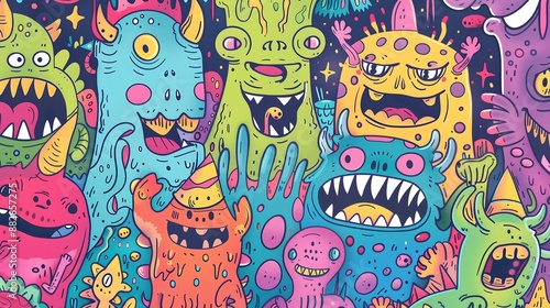 monster background kid drawing style