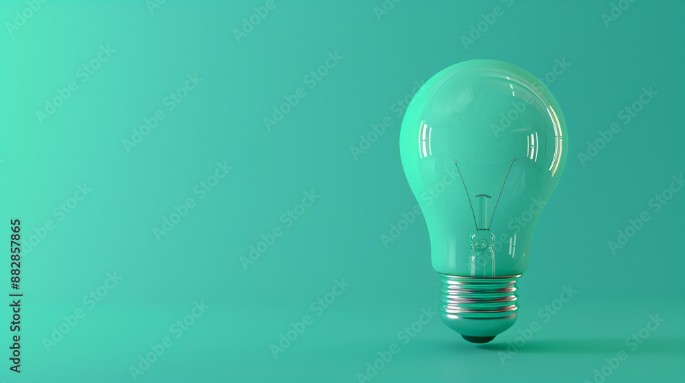 Green Lightbulb on Teal Background. Green Lightbulb on Teal Background.