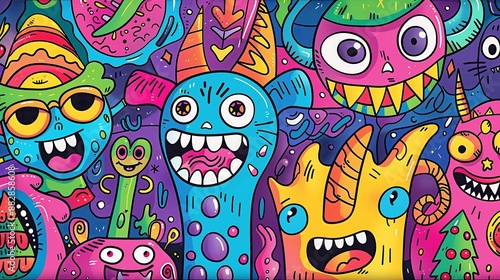 monster background kid drawing style