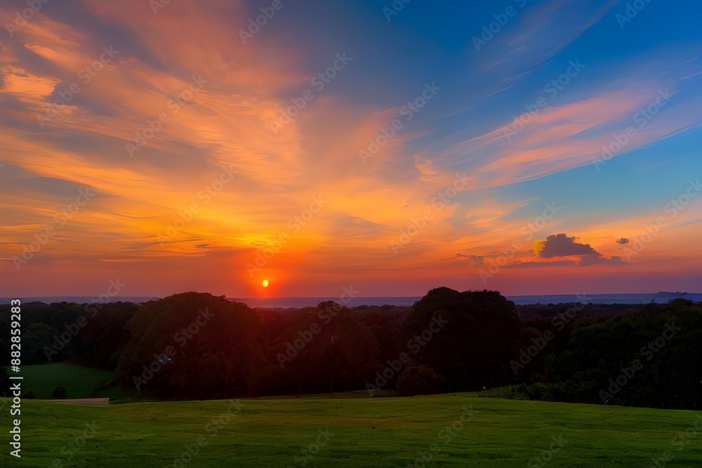 Fototapeta premium 美しくグラデーションする夕焼けの風景