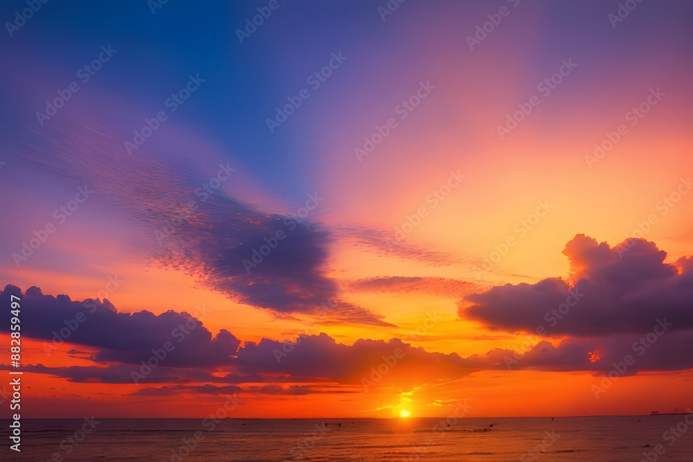 美しくグラデーションする夕焼けの風景