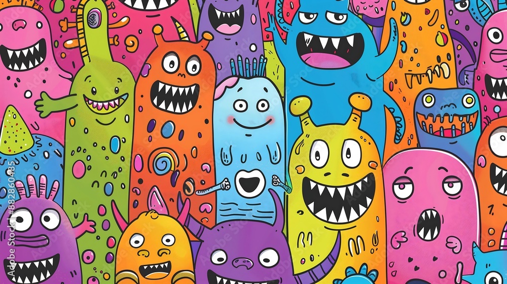monster background kid drawing style monster background kid drawing style