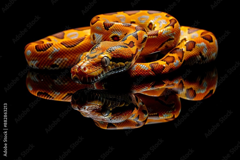 Orange Glow Motley Reticulated Python (Malayopython reticulatus ...