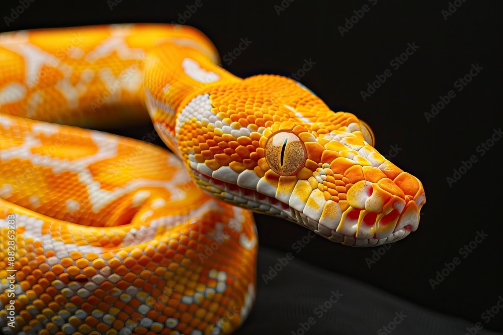 Orange Glow Motley Reticulated Python (Malayopython reticulatus ...