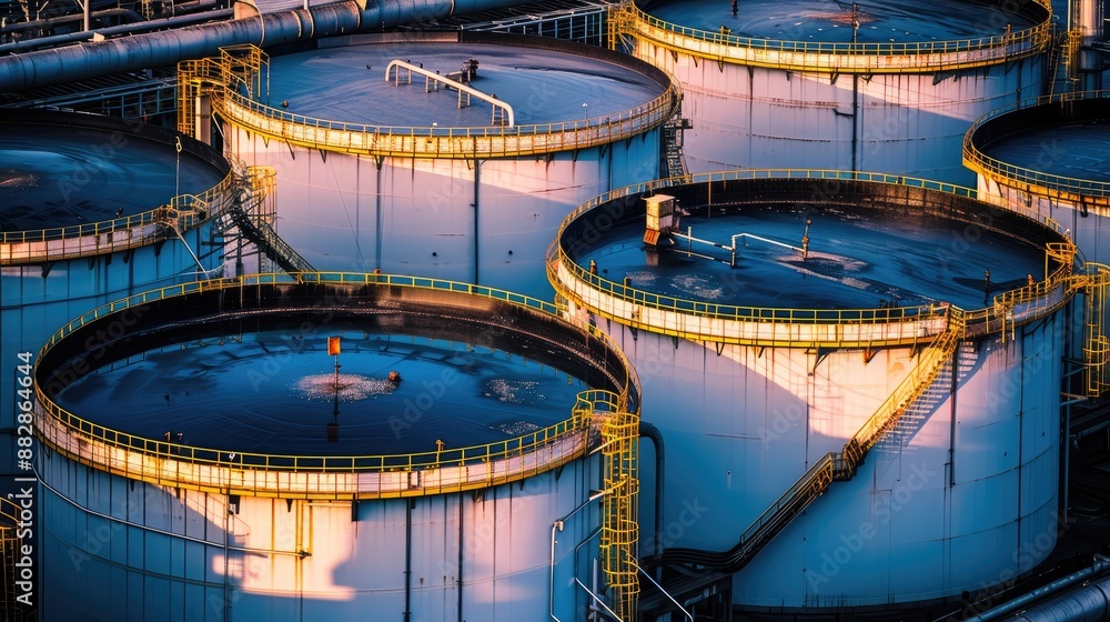 Industrial Giants: Close-up of Oil Storage Tanks Industrial Giants: Close-up of Oil Storage Tanks