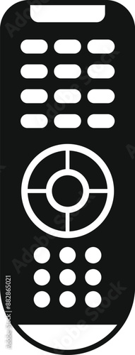 Black and white silhouette of a remote control, suggesting changing channels or adjusting volume while watching television