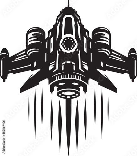 Space rocket ship silhouette vector illustration isolated on a white background