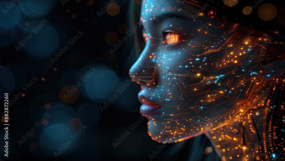 Cybernetic Woman with Glowing Circuits Cybernetic Woman with Glowing Circuits