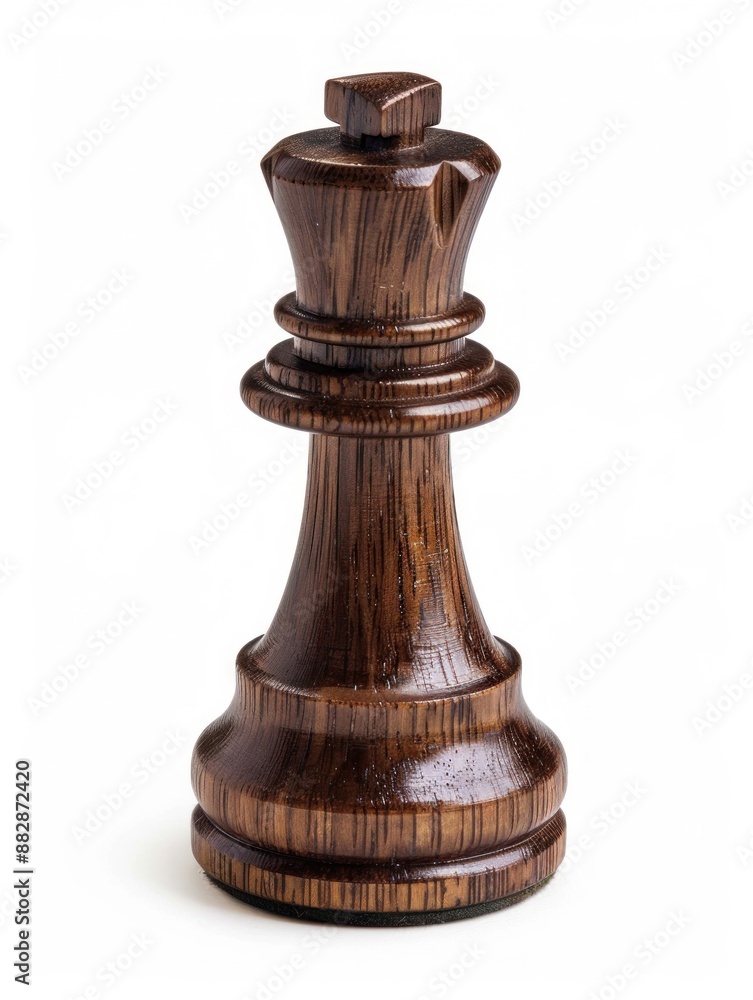 Wooden chess king piece isolated on white background, showcasing classic elegance and strategic depth - Generative ai Wooden chess king piece isolated on white background, showcasing classic elegance and strategic depth - Generative ai