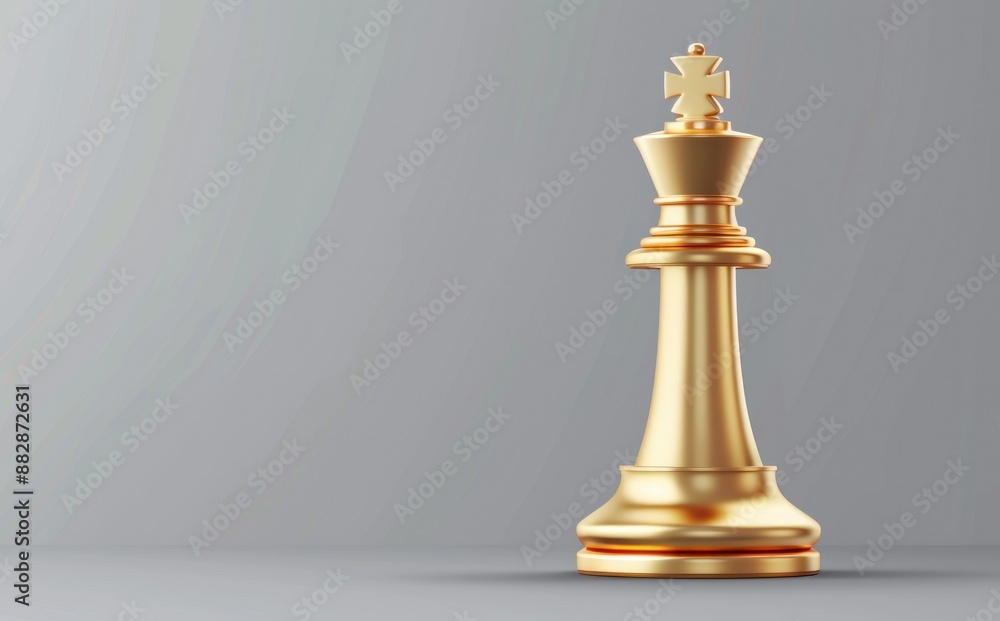 Golden chess king piece on gray background, symbolizing leadership and strategic brilliance in a timeless game - Generative ai Golden chess king piece on gray background, symbolizing leadership and strategic brilliance in a timeless game - Generative ai