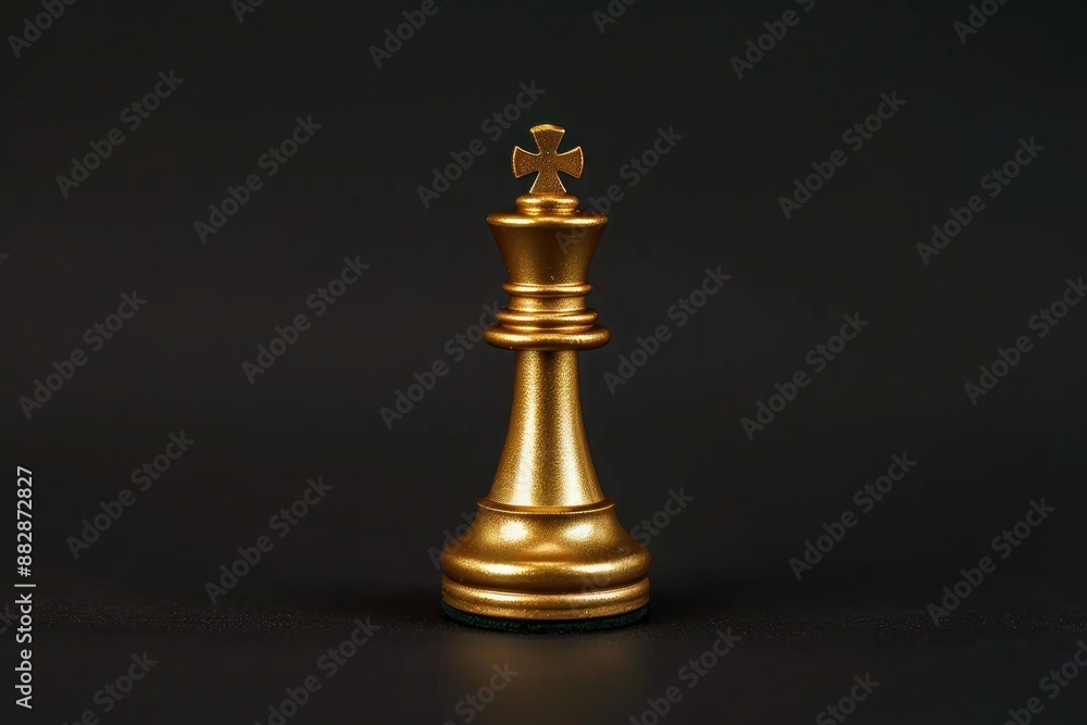 Golden king chess piece on a minimalist black background symbolizing strategy and power in chess - Generative ai Golden king chess piece on a minimalist black background symbolizing strategy and power in chess - Generative ai