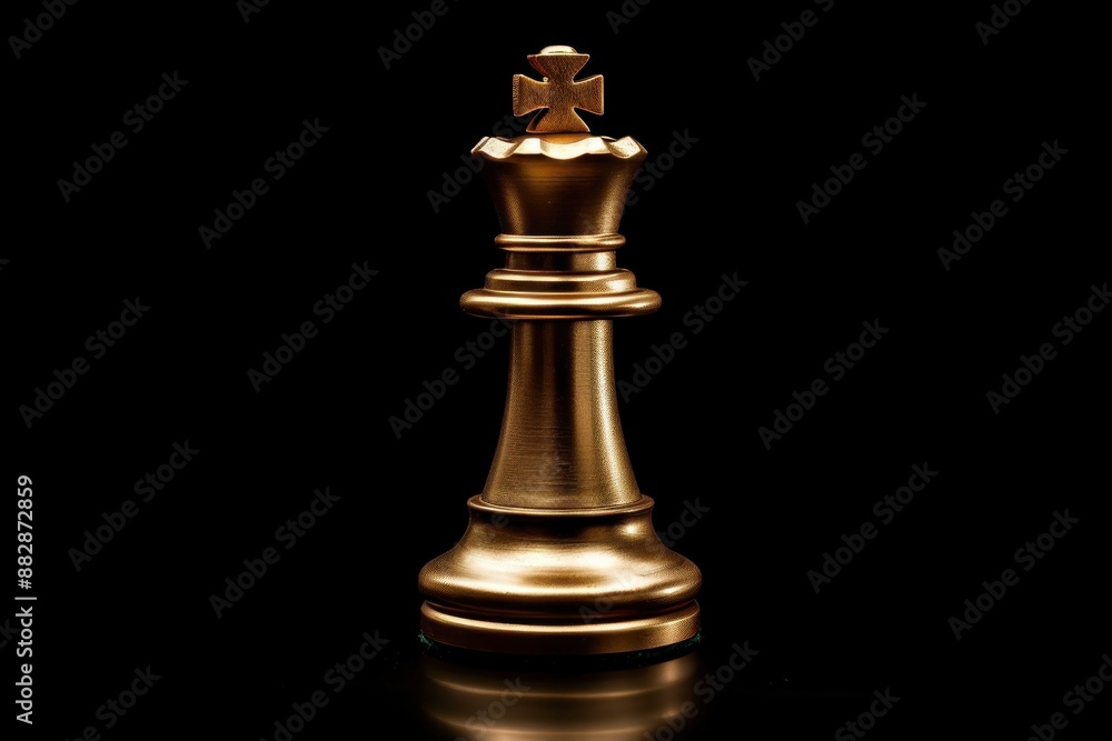 Golden king chess piece on a minimalist black background symbolizing strategy and power in chess - Generative ai Golden king chess piece on a minimalist black background symbolizing strategy and power in chess - Generative ai