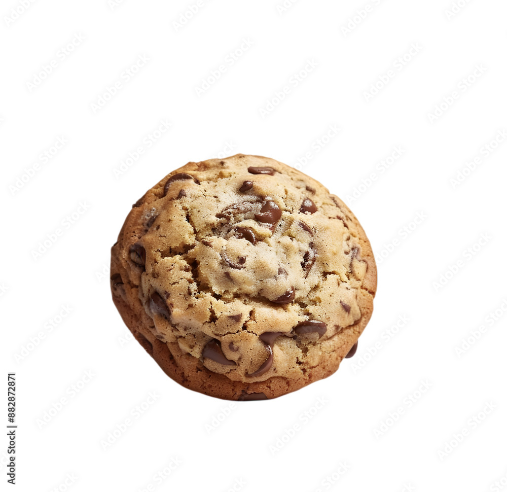 Cookie with milk chocolate chips, front view, isolated on Transparent background. Cookie with milk chocolate chips, front view, isolated on Transparent background.