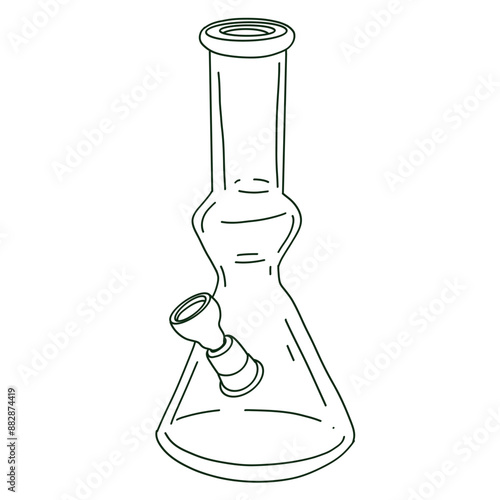 Cannabis marijuana leaf vector illustration in doodle outline hand drawn style