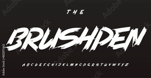 Brushpen handdrawing alphabet, bold youthful letters, fresh expressive font for a lively modern logo, dynamic headline, contemporary typography, teenage typographic design. Vector illustration