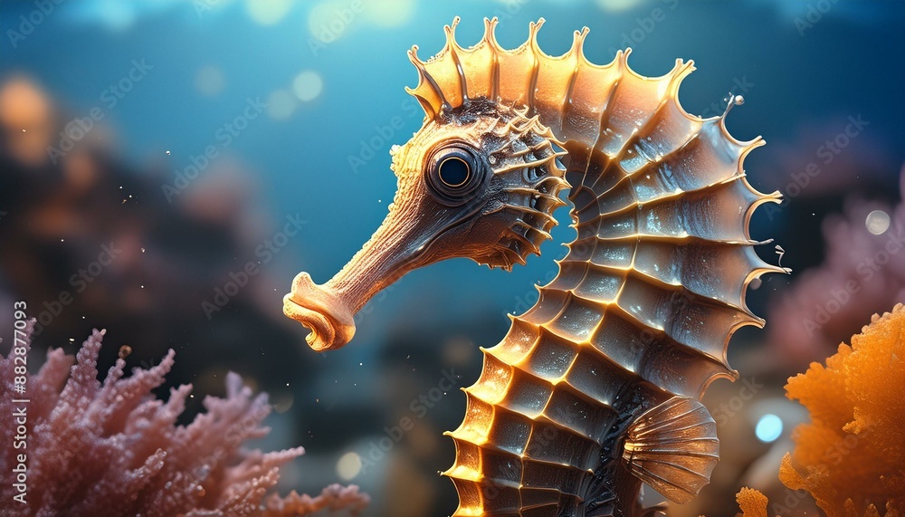 A seahorse in the ocean background A seahorse in the ocean background