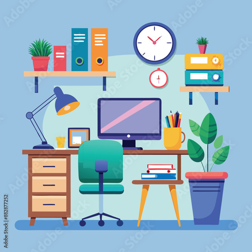 Empty coworking area no people with open space modern office interior and premium interior look