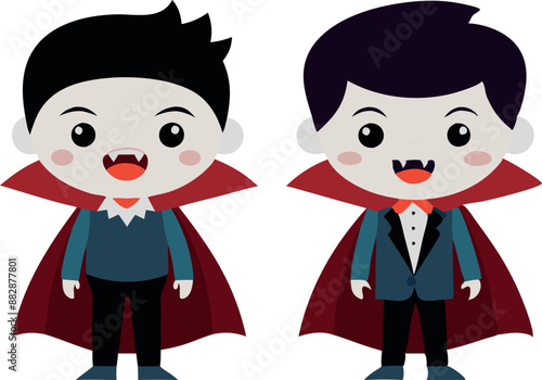 Two boys dressed as Dracula for Halloween